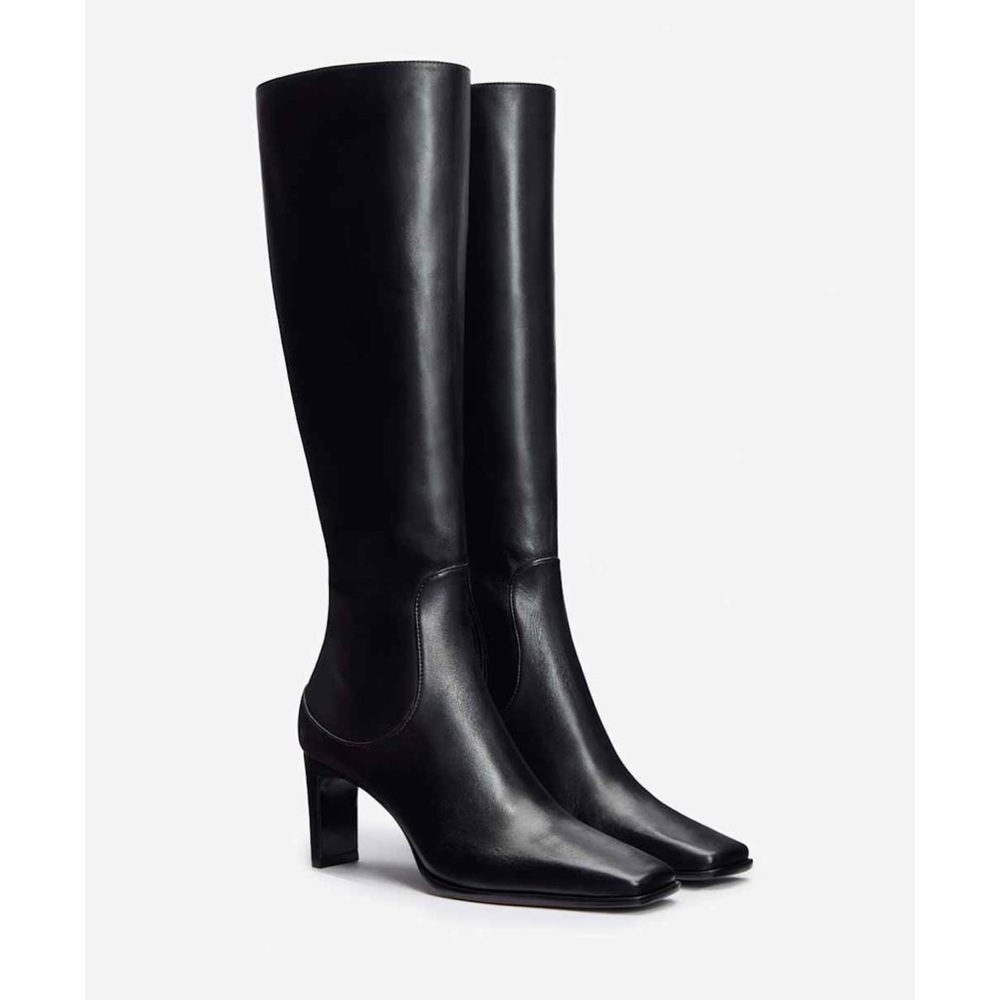 New Reformation Claudette Knee High Heeled Leather Boots Black 7.5 - Picture 13 of 15